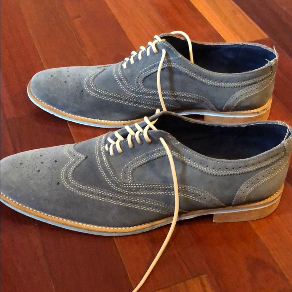 Blue suede oxfords